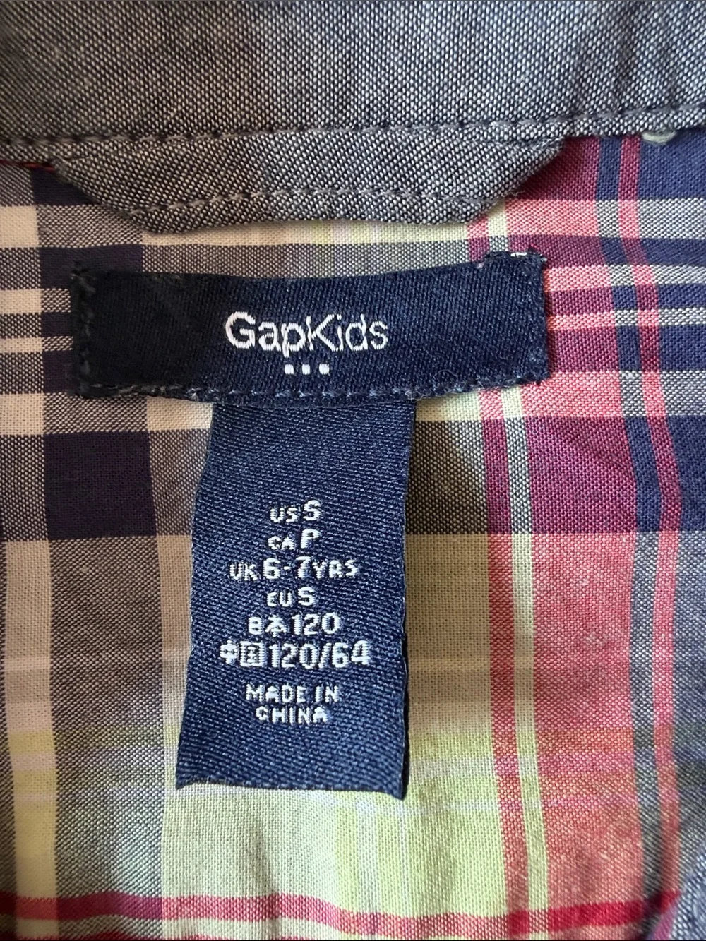 GAP Red, Navy & Yellow Plaid Button-Down Shirt